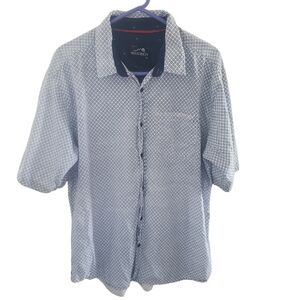 Hillcrest Mens Button Down Pocket Shirt Size XL Short Sleeves Black White Cotton